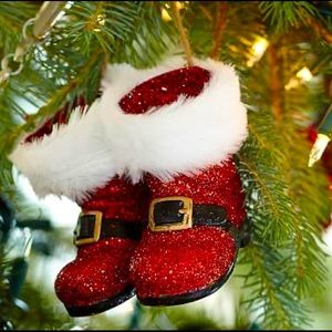 Pottery Barn Santa Boots Ornaments- Set of 5